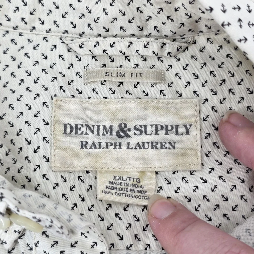 Denim & Supply Ralph Lauren Mens XxL Slim Fit Anchor Print Short Sleeve Shirt